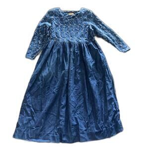 Double D Ranch Women's Denim Maxi Dress Beaded Vintage Western Size Medium